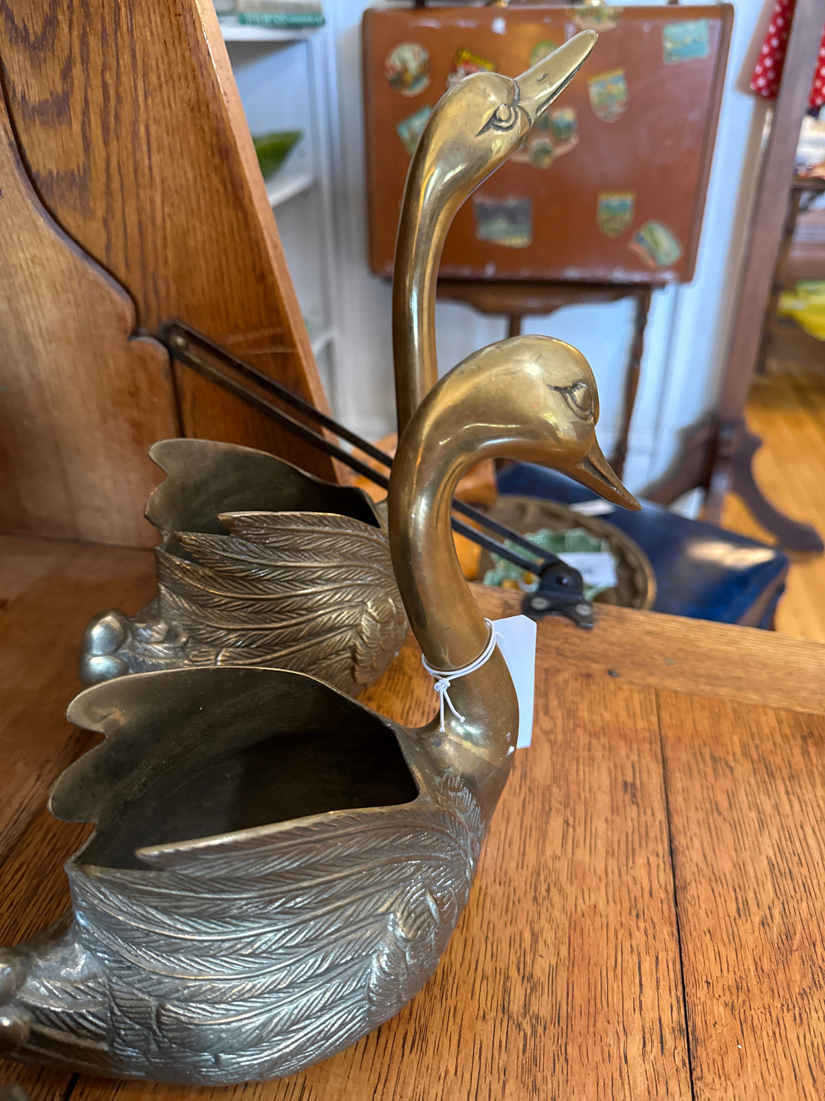 Set of Brass Swan Planters