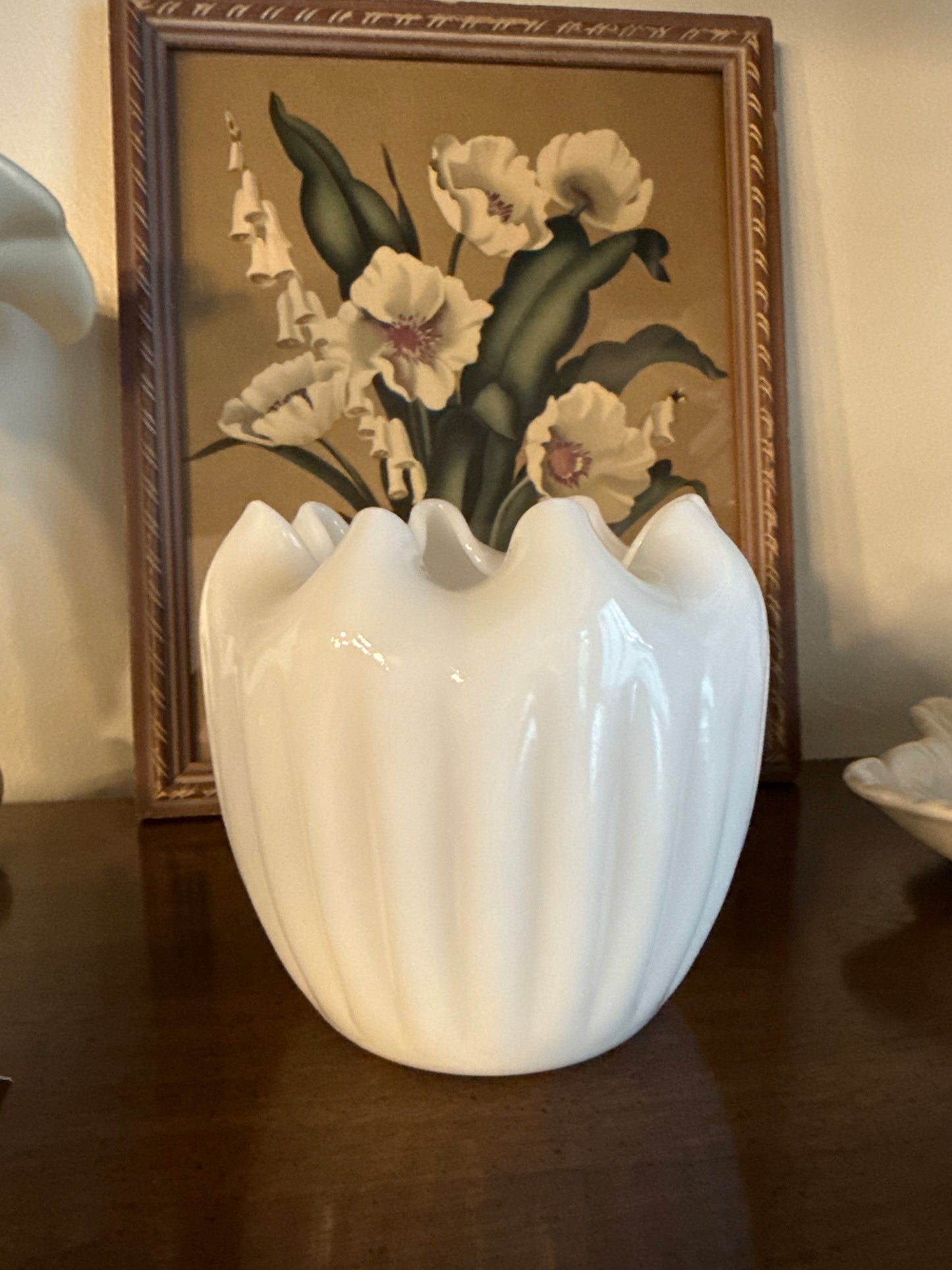 White Milk Glass "Pinch" Planter/Vase