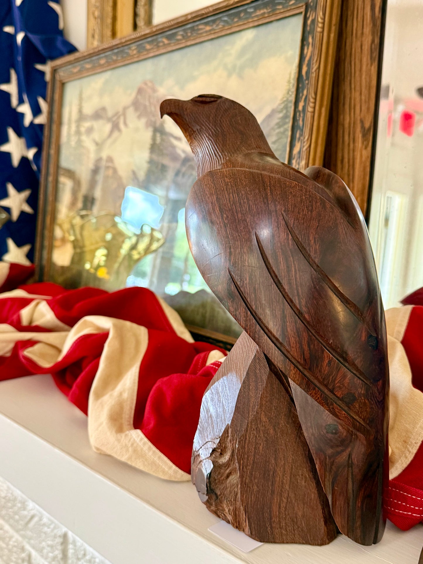 1960s Large Ironwood Hand-Carved Eagle